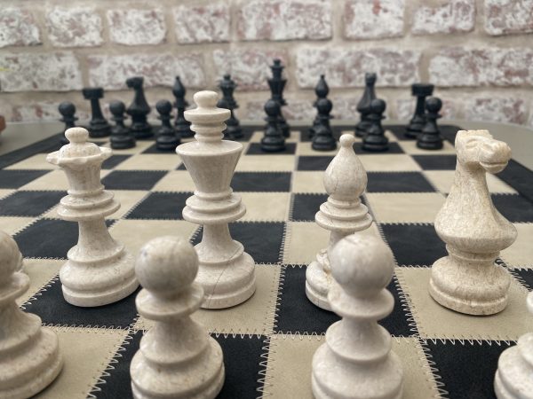Large Marble Chess Set with Optional Leather Mat - Image 3