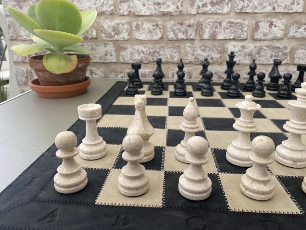 Large Marble Chess Set with Optional Leather Mat - Image 4