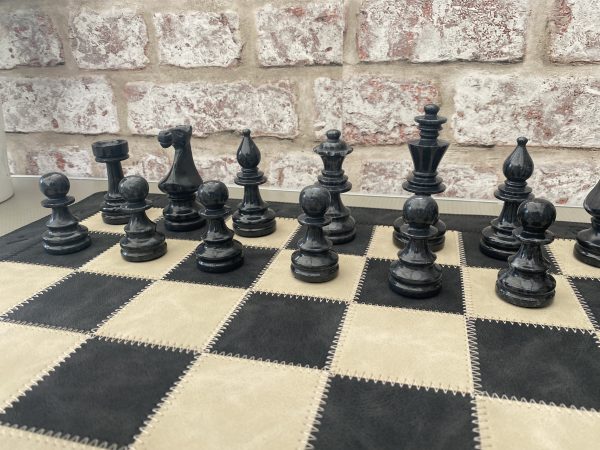 Large Marble Chess Set with Optional Leather Mat - Image 5