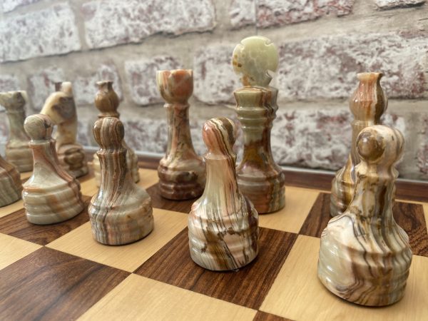 Large Marble Chess Set with Optional Wooden Board