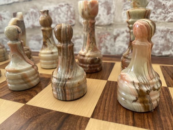 Large Marble Chess Set with Optional Wooden Board - Image 2