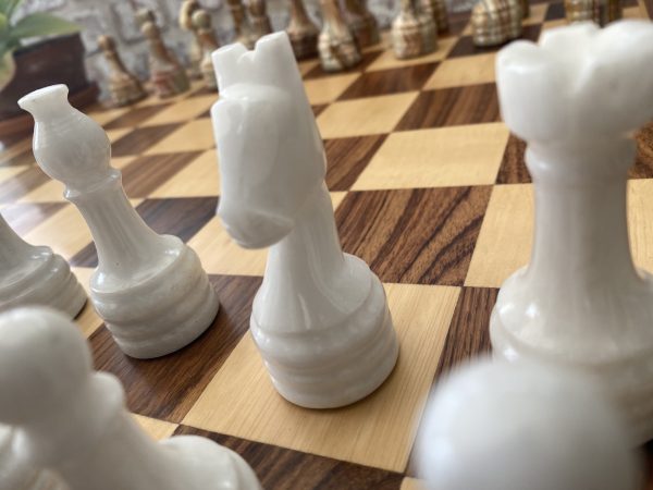 Large Marble Chess Set with Optional Wooden Board - Image 3