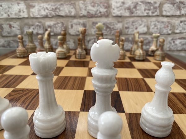 Large Marble Chess Set with Optional Wooden Board - Image 4
