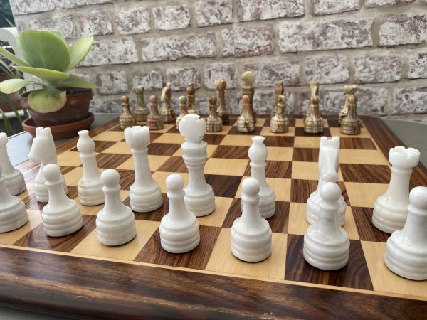 Large Marble Chess Set with Optional Wooden Board - Image 5