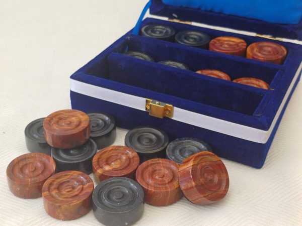 Red and Black Marble Draughts Pieces