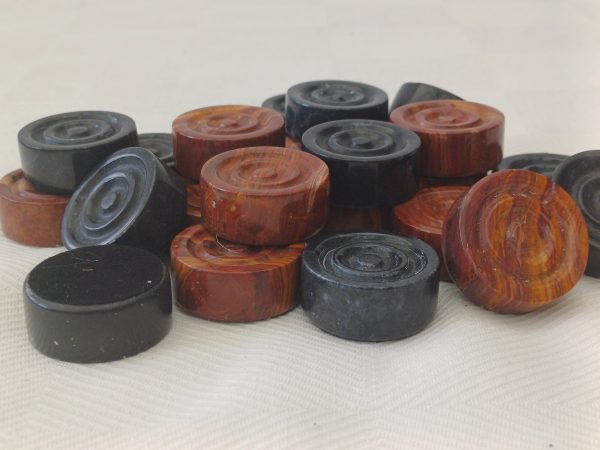 Red and Black Marble Draughts Pieces - Image 9