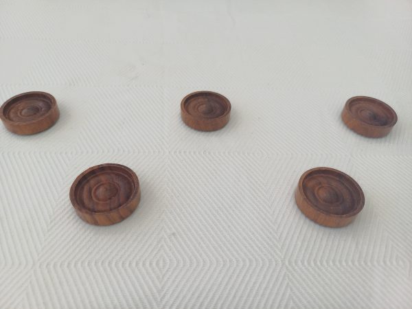 Rosewood and Acacia Set of Draught Pieces - Image 4