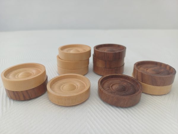 Rosewood and Acacia Set of Draught Pieces - Image 20