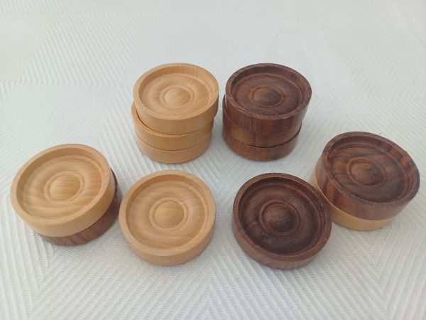 Rosewood and Acacia Set of Draught Pieces - Image 21