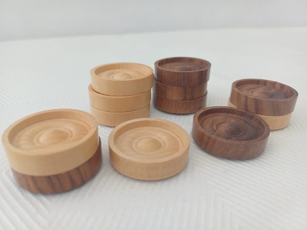 Rosewood and Acacia Set of Draught Pieces - Image 22