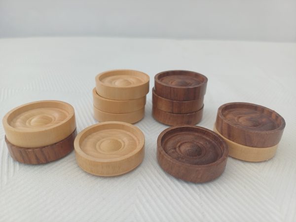 Rosewood and Acacia Set of Draught Pieces - Image 23