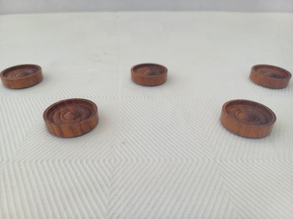 Rosewood and Acacia Set of Draught Pieces - Image 5