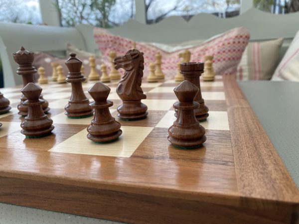 The Bara set of Triple Weighted Chess Pieces in Acacia