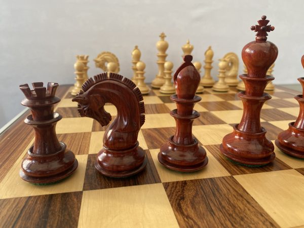 The Manchester set of Chess Pieces in Bud Rosewood