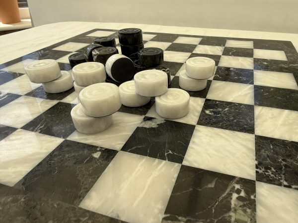Zebra Black Marble and White Onyx Draughts Pieces - Image 8