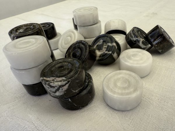 Zebra Black Marble and White Onyx Draughts Pieces - Image 7