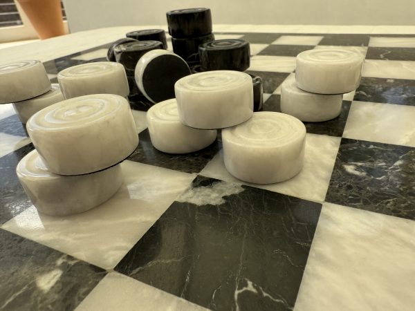 Zebra Black Marble and White Onyx Draughts Pieces - Image 2