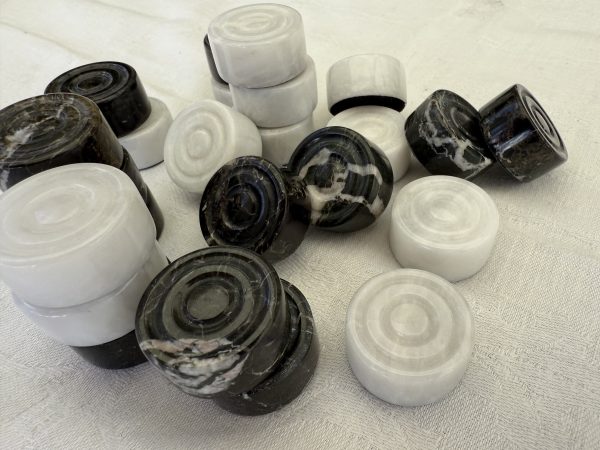 Zebra Black Marble and White Onyx Draughts Pieces - Image 6