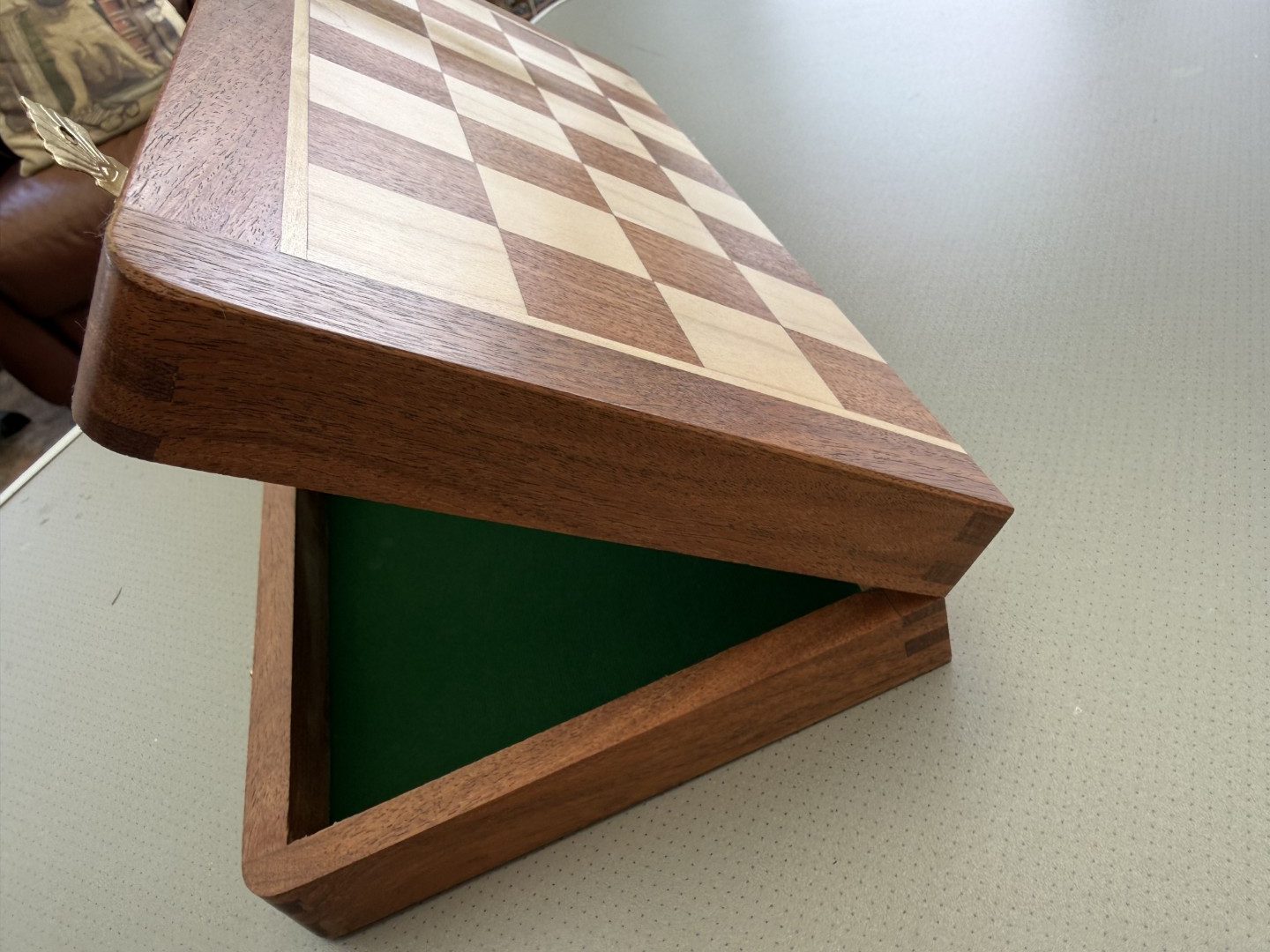 Complete Staunton Chess Set with 12" Board Case and Stone Chess Pieces - Image 2