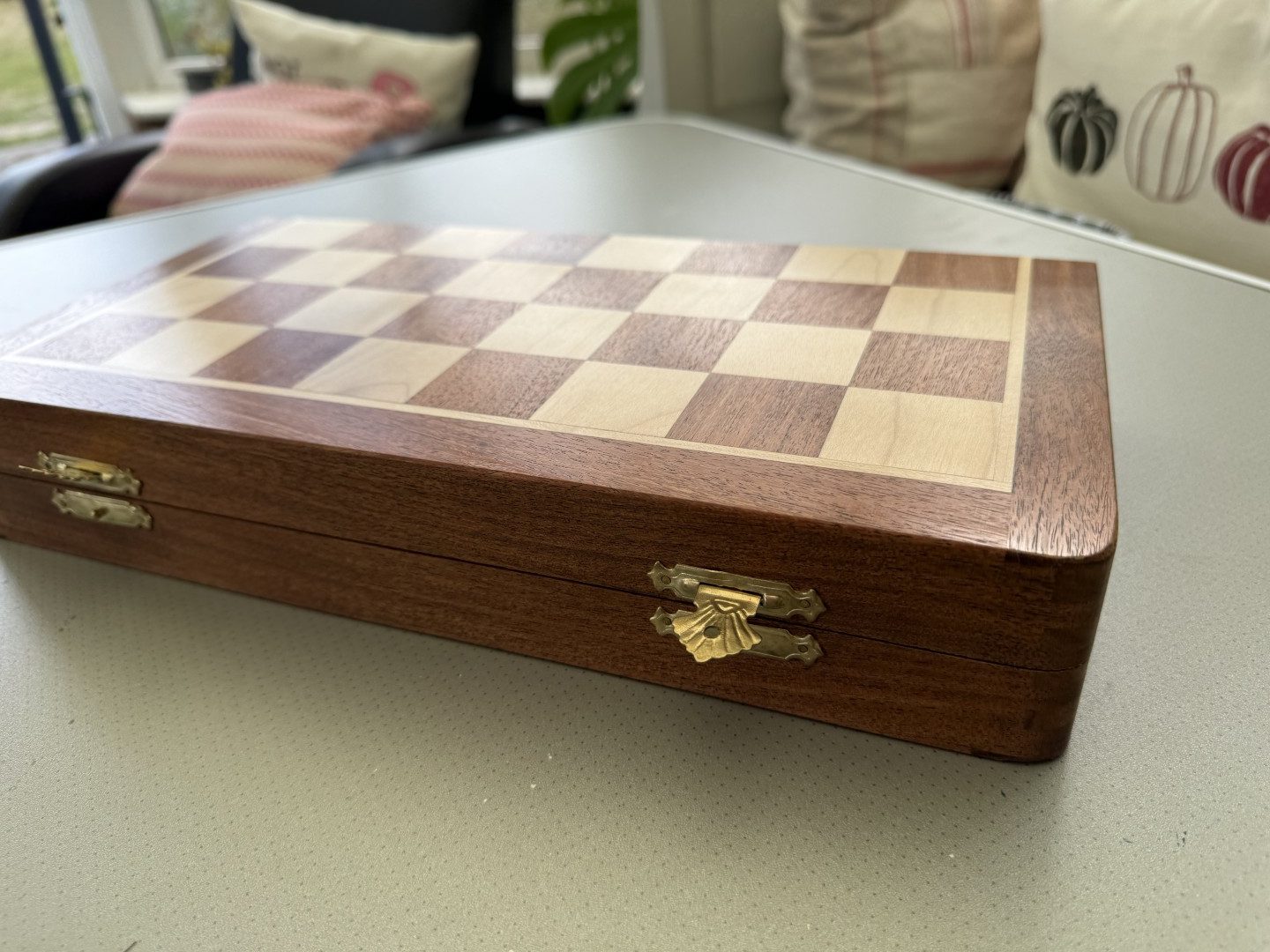 Complete Staunton Chess Set with 12" Board Case and Stone Chess Pieces - Image 3