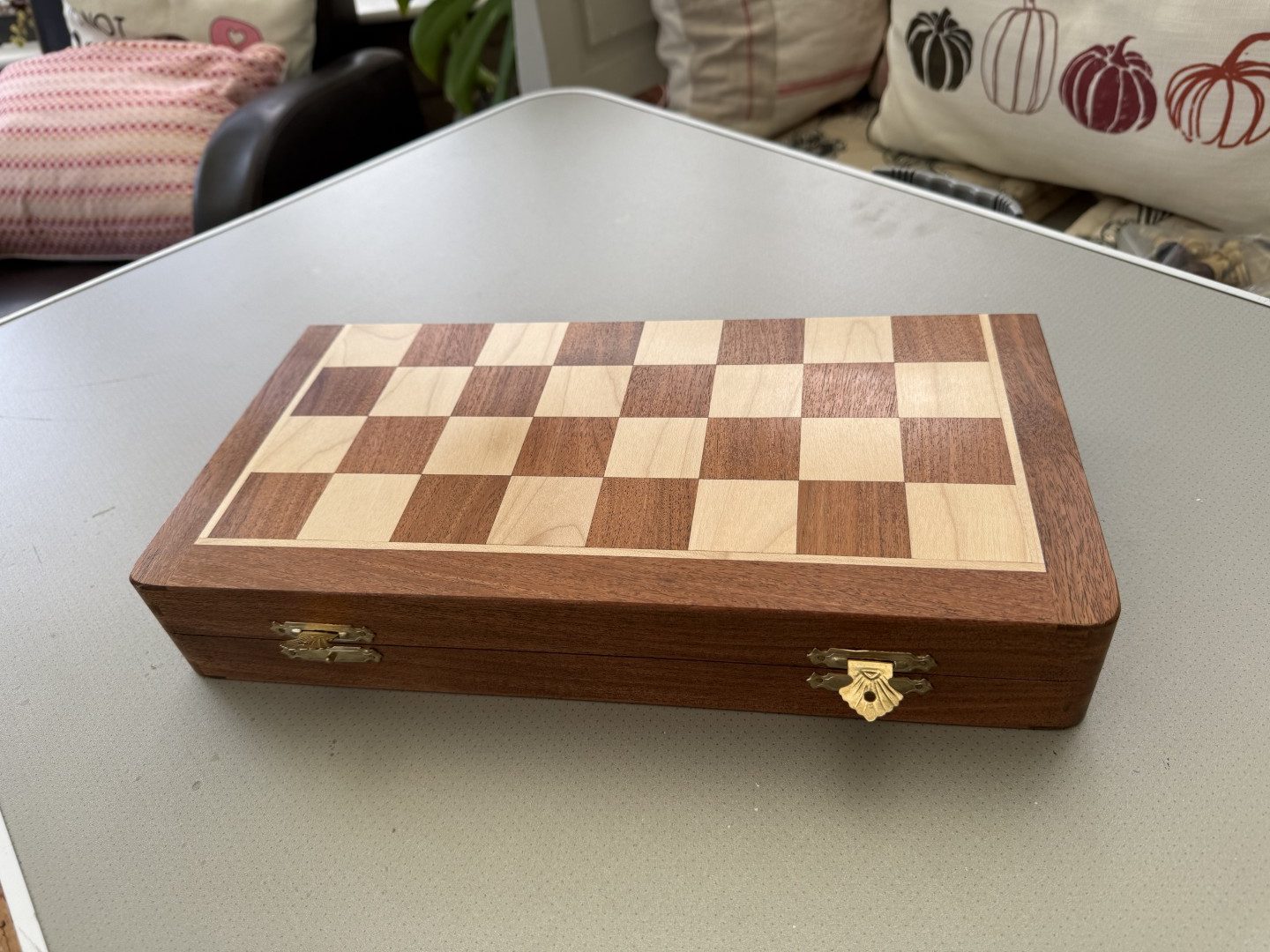 Complete Staunton Chess Set with 12" Board Case and Stone Chess Pieces - Image 4
